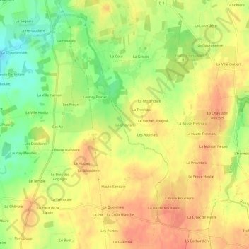 Topografische kaart La Chevrais, hoogte, reliëf
