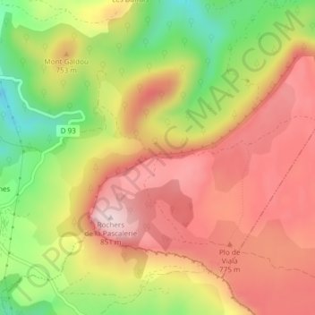 Topografische kaart Pas Farrat, hoogte, reliëf