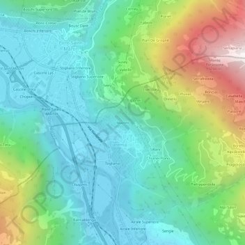 Topografische kaart Frazione Mazonì, hoogte, reliëf