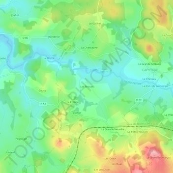 Topografische kaart Las Brouas, hoogte, reliëf