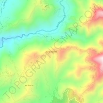 Topografische kaart La Cabaña, hoogte, reliëf