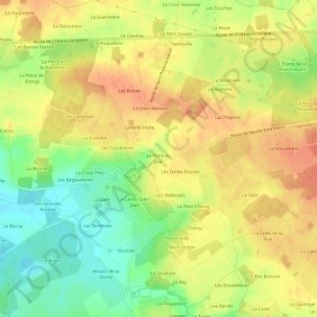 Topografische kaart Le Point du Jour, hoogte, reliëf