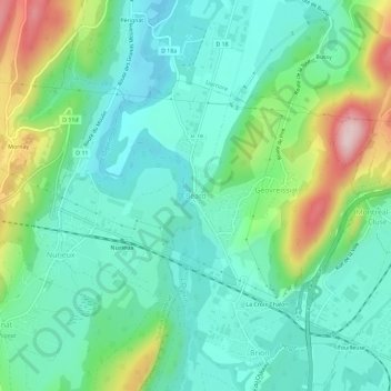 Topografische kaart Béard, hoogte, reliëf