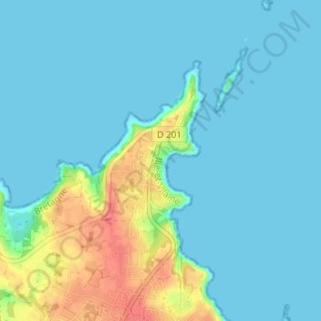 Topografische kaart Port Mer, hoogte, reliëf