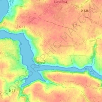 Topografische kaart Kerguisquin, hoogte, reliëf