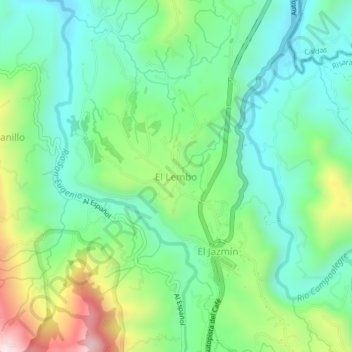 Topografische kaart El Lembo, hoogte, reliëf