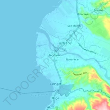 Topografische kaart Tagoloan, hoogte, reliëf