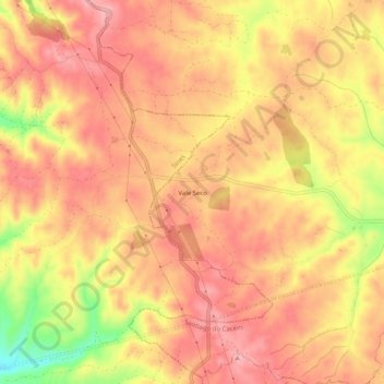Topografische kaart Vale Seco, hoogte, reliëf