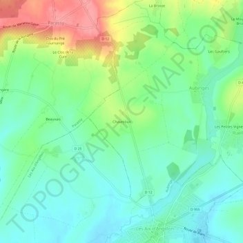 Topografische kaart Chaumoux, hoogte, reliëf