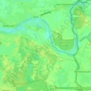 Topografische kaart De Looi, hoogte, reliëf
