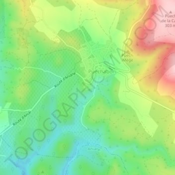 Topografische kaart Regagnas, hoogte, reliëf