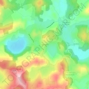 Topografische kaart Soulages, hoogte, reliëf