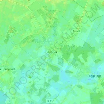 Topografische kaart Halsbek, hoogte, reliëf