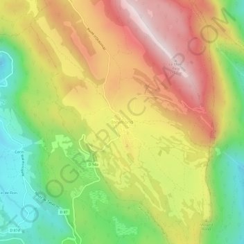 Topografische kaart Innimond, hoogte, reliëf