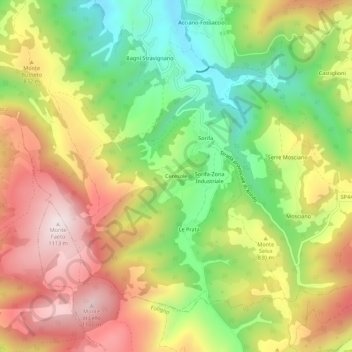 Topografische kaart Ceresole, hoogte, reliëf