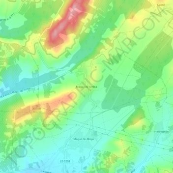 Topografische kaart Magaz de Arriba, hoogte, reliëf