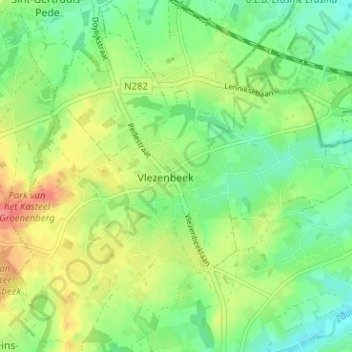 Topografische kaart Vlezenbeek, hoogte, reliëf
