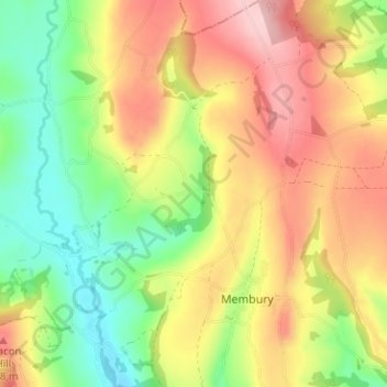 Topografische kaart Furley, hoogte, reliëf
