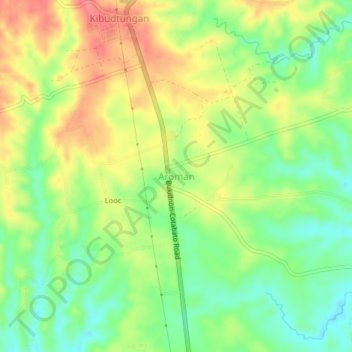 Topografische kaart Aroman, hoogte, reliëf