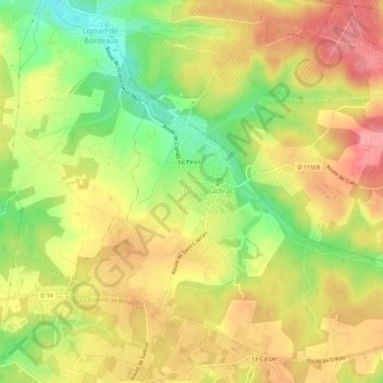Topografische kaart Grand Pierre, hoogte, reliëf