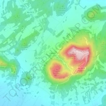 Topografische kaart Randa, hoogte, reliëf