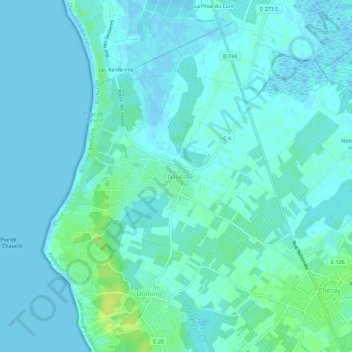 Topografische kaart Chaucre, hoogte, reliëf