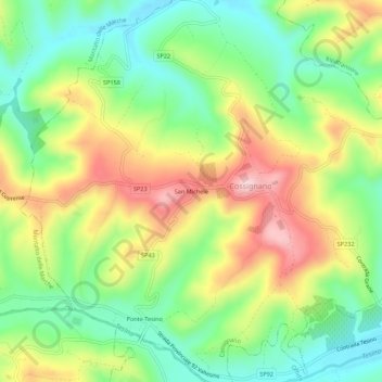 Topografische kaart San Michele, hoogte, reliëf