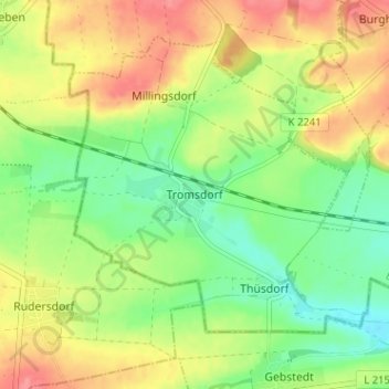 Topografische kaart Tromsdorf, hoogte, reliëf