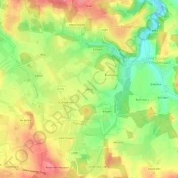 Topografische kaart Utting, hoogte, reliëf