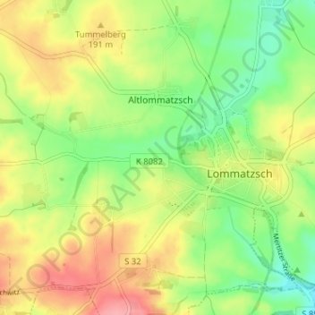 Topografische kaart Messa, hoogte, reliëf