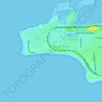 Topografische kaart Grey's Beach, hoogte, reliëf