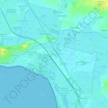 Topografische kaart Les Trois Canons, hoogte, reliëf