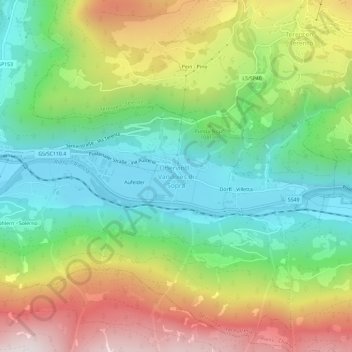 Topografische kaart Obervintl, hoogte, reliëf