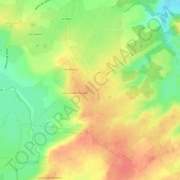 Topografische kaart Varenne, hoogte, reliëf