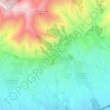 Topografische kaart Mijas, hoogte, reliëf