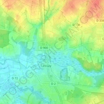 Topografische kaart Sainte-Opportune, hoogte, reliëf