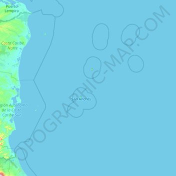 Topografische kaart San Andrés y Providencia, hoogte, reliëf