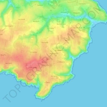 Topografische kaart Petit Houx, hoogte, reliëf