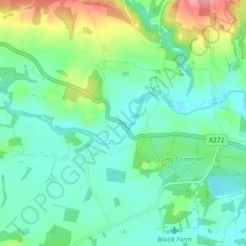 Topografische kaart Trotton, hoogte, reliëf