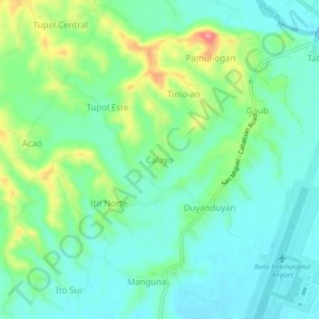 Topografische kaart Calayo, hoogte, reliëf