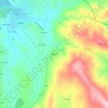 Topografische kaart Reboreda, hoogte, reliëf
