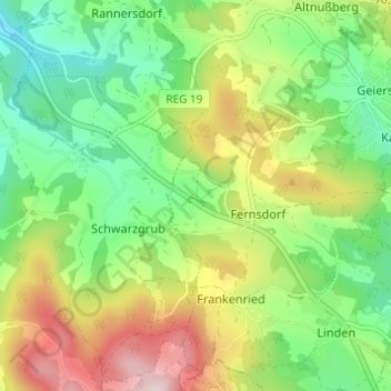 Topografische kaart Weging, hoogte, reliëf