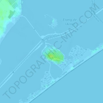 Topografische kaart Maguelone, hoogte, reliëf