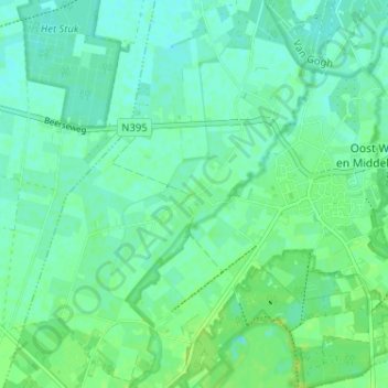 Topografische kaart Huygevoort, hoogte, reliëf