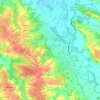 Topografische kaart Billau, hoogte, reliëf