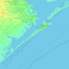Topografische kaart Galveston Island, hoogte, reliëf