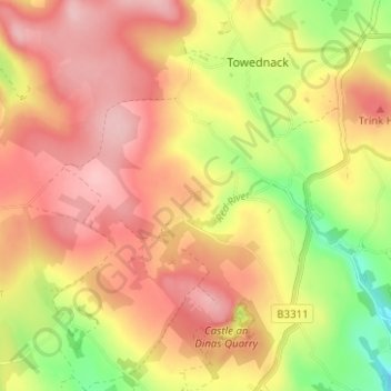 Topografische kaart Georgia, hoogte, reliëf