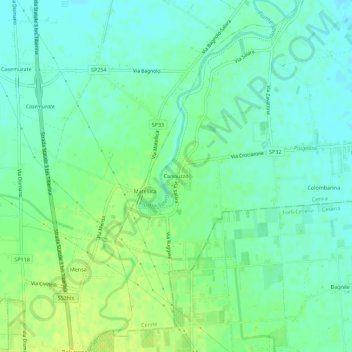 Topografische kaart Cannuzzo, hoogte, reliëf