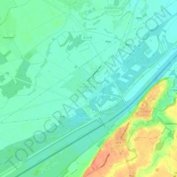 Topografische kaart Egglfing am Inn, hoogte, reliëf