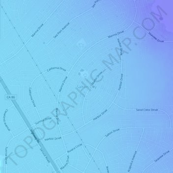 Topografische kaart Salton City, hoogte, reliëf
